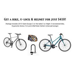 Liv womens' Alight 3, helmet & U-lock