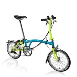 Brompton S type 6 speed - lagoon blue/lime green